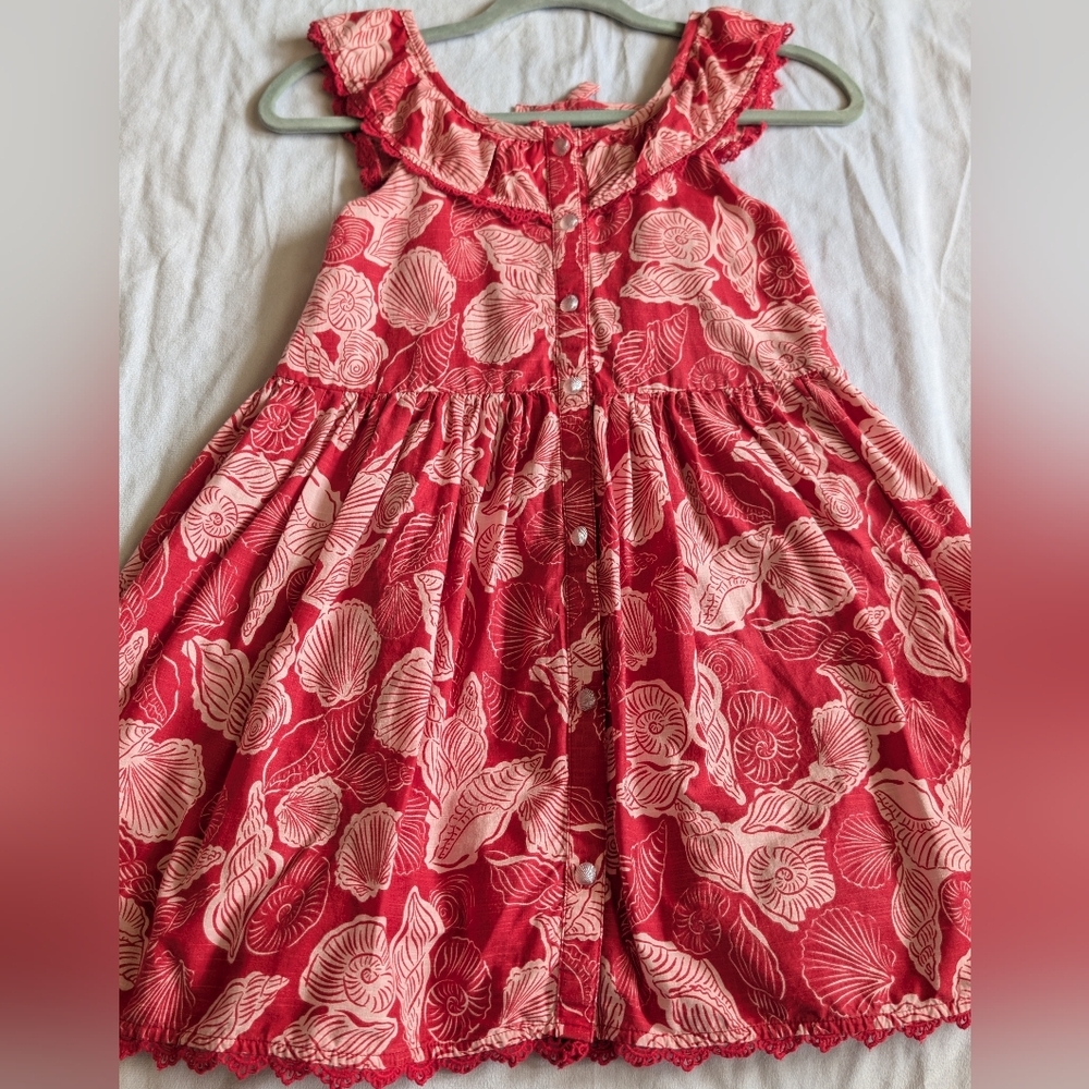 Calypso St Barth Kids Dress Size 7 Beach Seashell Ruffle Lace